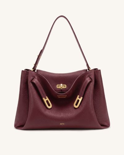 Rhea Grand sac à épaule grainé à double boucle - Bordeaux - JW PEI - Modalova