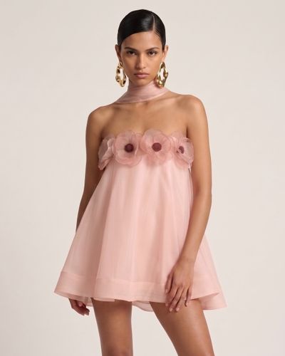 Poppy Robe courte dos nu drapée brodée - Rose poudré - JW PEI - Modalova