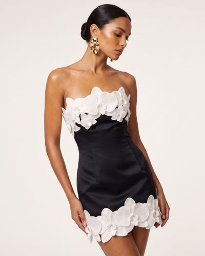 Robe courte bustier à garniture orchidée - Noir et ivoire - JW PEI - Modalova