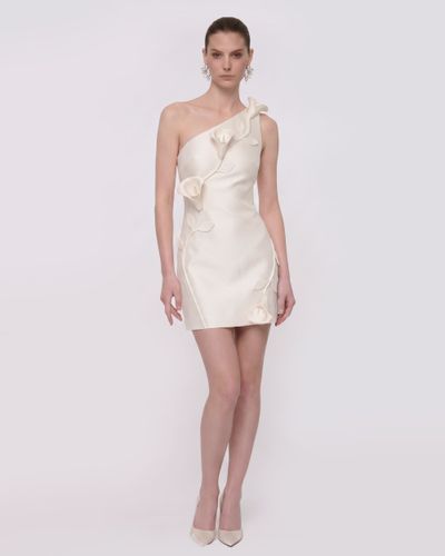 Mini-robe asymétrique à application florale - Blanc - JW PEI - Modalova
