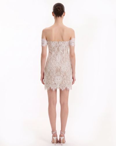 Robe Mini en Dentelle Épaules Dénudées - Blanc - JW PEI - Modalova