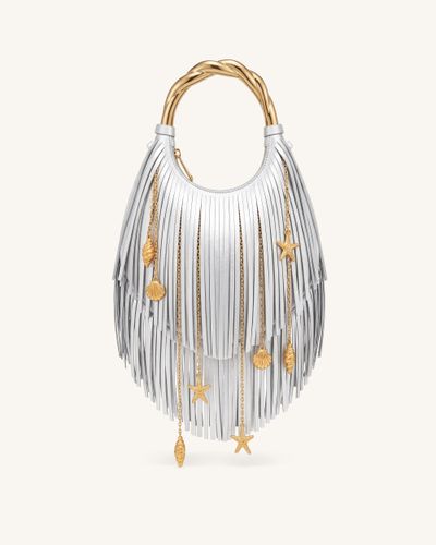 Chlorie Sac à main à poignée en métal et franges - Argenté - JW PEI - Modalova