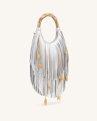 Chlorie Sac à main à poignée en métal et franges - Argenté - JW PEI - Modalova
