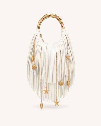 Chlorie Sac à main à poignée en métal et franges - Blanc cassé - JW PEI - Modalova