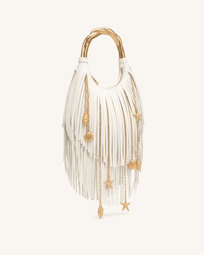 Chlorie Sac à main à poignée en métal et franges - Blanc cassé - JW PEI - Modalova