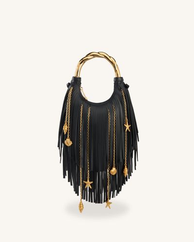 Chlorie Sac à main à franges et poignée en métal - Noir - JW PEI - Modalova