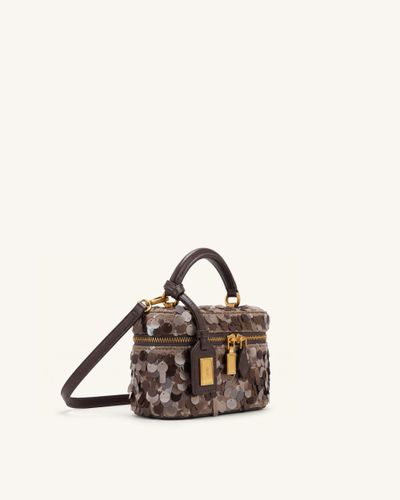 Cleo Sac à poignée supérieure en forme de boîte à sequins métallisés - Marron - JW PEI - Modalova