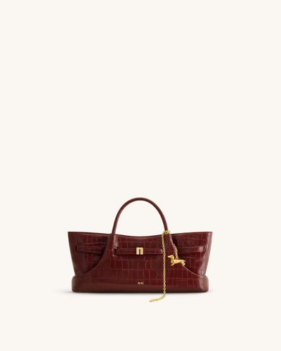 Maeve Sac cabas avec breloque en métal représentant un teckel - Crocodile bordeaux - JW PEI - Modalova