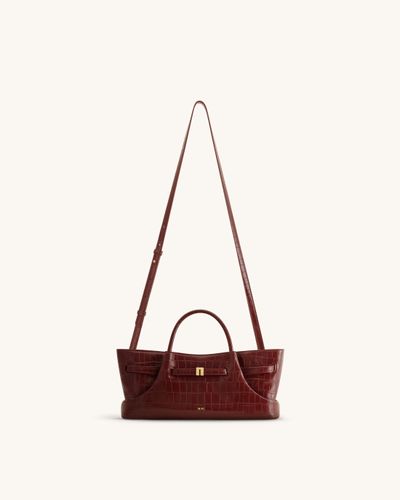 Maeve Sac cabas avec breloque en métal représentant un teckel - Crocodile bordeaux - JW PEI - Modalova