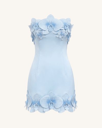 Mini-robe bustier à garniture orchidée - Bleu - JW PEI - Modalova