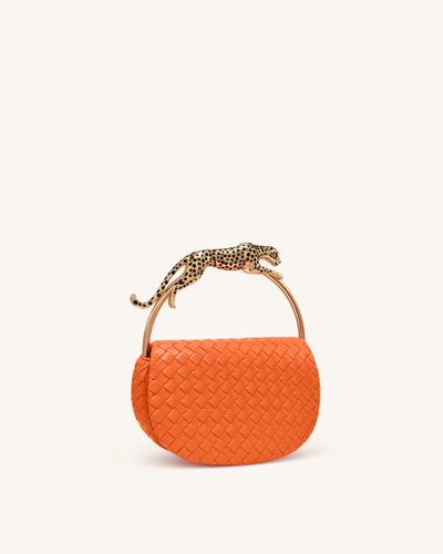 Sac à main à anse supérieure tissé en forme de léopard Ione - Orange - JW PEI - Modalova
