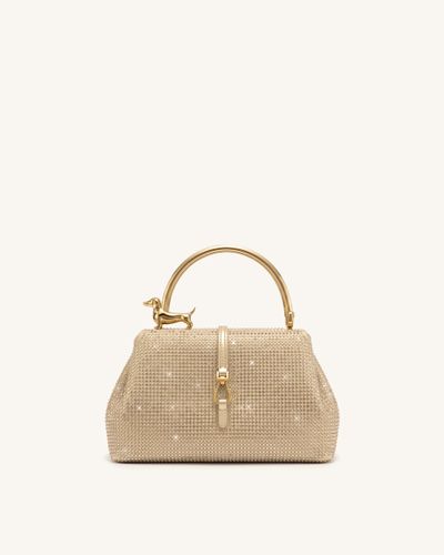 Bruna Sac à poignée supérieure en métal motif teckel en cristal artificiel - Champagne - JW PEI - Modalova
