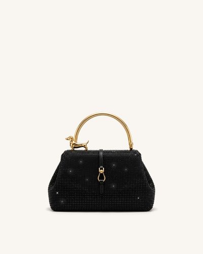 Bruna Sac à main à anse supérieure en métal en forme de teckel avec cristaux artificiels - Noir - JW PEI - Modalova