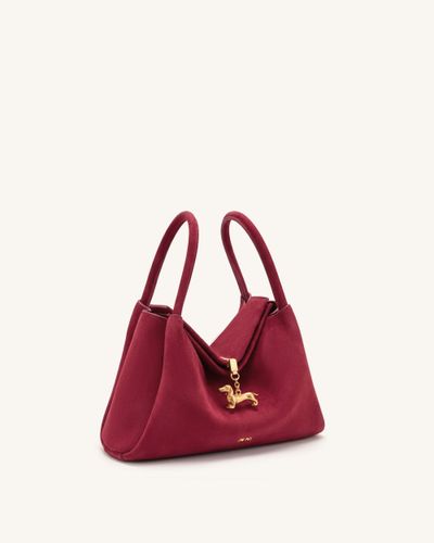Maelle Sac à double poignée avec breloque teckel en faux daim - Bordeaux - JW PEI - Modalova