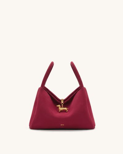 Maelle Sac à double poignée avec breloque teckel en faux daim - Bordeaux - JW PEI - Modalova