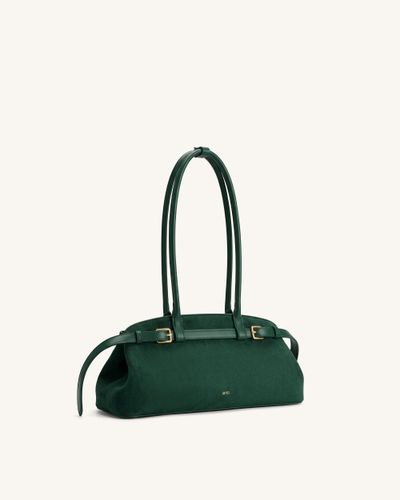Arden Sac à bandoulière est-ouest en similicuir suédé avec détail ceinture - Vert foncé - JW PEI - Modalova