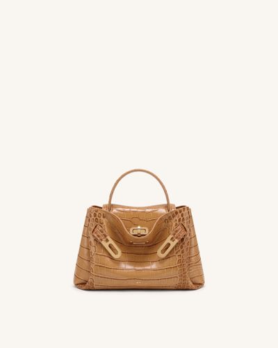 Rhea Petit sac d'épaule à double boucle - Crocodile marron clair - JW PEI - Modalova
