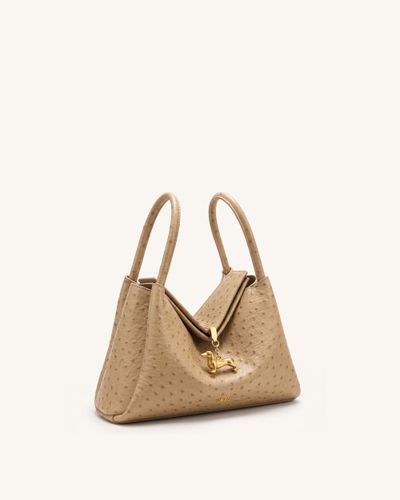 Maelle Sac à double anse avec breloque teckel grain autruche synthétique - Marron - JW PEI - Modalova