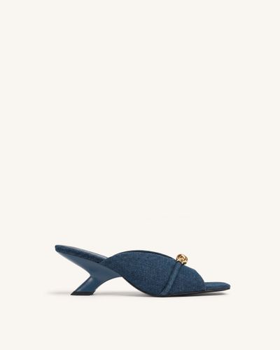 Lena Sandales à talons et brides croisées en jean avec nœud en corde métallique - Bleu jean - JW PEI - Modalova