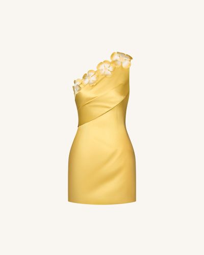 Robe courte asymétrique à applications florales - Jaune - JW PEI - Modalova