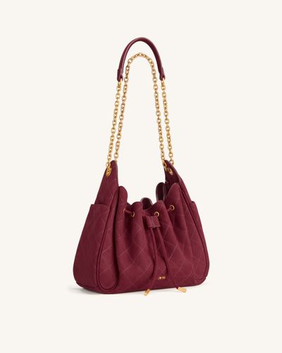 Rowan Sac seau matelassé à chaîne en faux suède - Rouge foncé - JW PEI - Modalova