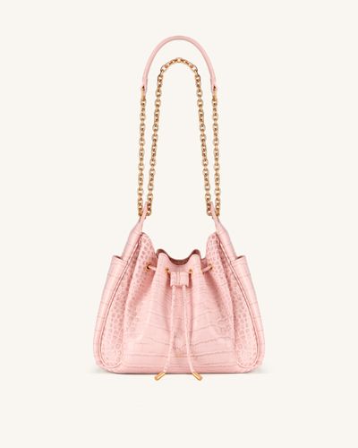 Rowan Sac seau à cordon de serrage froncé avec chaîne - Crocodile rose - JW PEI - Modalova