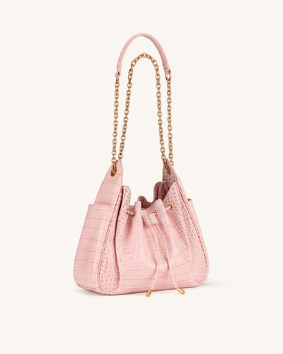 Rowan Sac seau à cordon de serrage froncé avec chaîne - Crocodile rose - JW PEI - Modalova