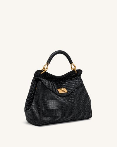 Lucia Sac classique à poignée supérieure en cristal artificiel - Noir - JW PEI - Modalova