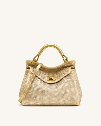 Lucia Sac classique à poignée supérieure en cristal artificiel - Champagne - JW PEI - Modalova