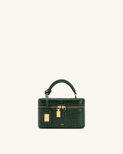Cleo Sac boîte à poignée supérieure - Vert forêt façon croco - JW PEI - Modalova