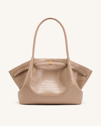 Hana Grand sac cabas aspect crocodile - Gris éléphant - JW PEI - Modalova