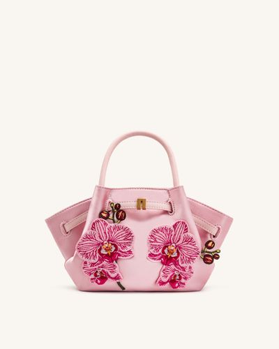 Hana Mini sac cabas brodé orchidée Phalaenopsis - Rose - JW PEI - Modalova