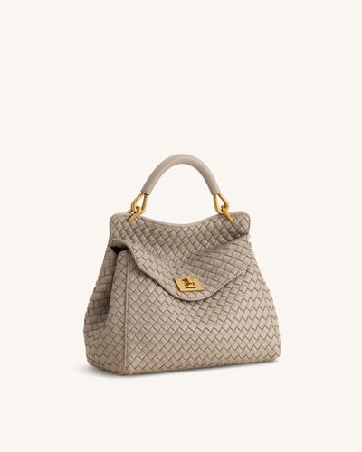 Lucia Sac à main classique tissé à poignée supérieure - Gris boue - JW PEI - Modalova