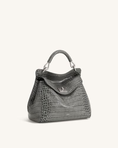 Lucia Sac à main classique à poignée supérieure - Effet croco gris - JW PEI - Modalova