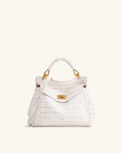 Lucia Sac classique à poignée supérieure - Effet croco blanc cassé - JW PEI - Modalova