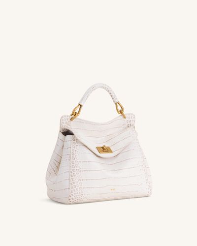 Lucia Sac classique à poignée supérieure - Effet croco blanc cassé - JW PEI - Modalova