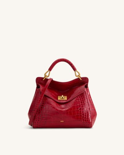 Lucia Sac à main classique à poignée supérieure - Effet croco bordeaux - JW PEI - Modalova