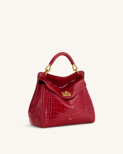 Lucia Sac à main classique à poignée supérieure - Effet croco bordeaux - JW PEI - Modalova