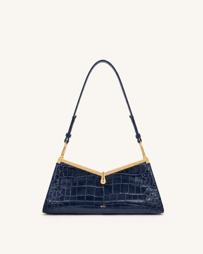 Nerina Sac à bandoulière cadre en V - Bleu foncé effet croco - JW PEI - Modalova