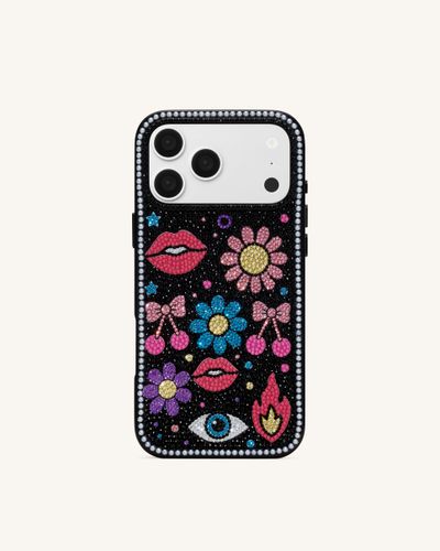 Coque de téléphone rétro iconique en cristal artificiel - Noir - JW PEI - Modalova