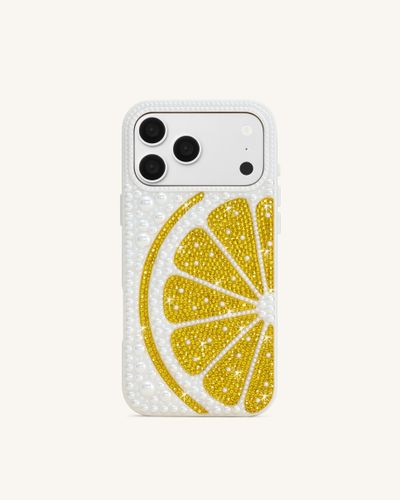 Coque de téléphone tranche de citron et fausses perles - Blanc - JW PEI - Modalova