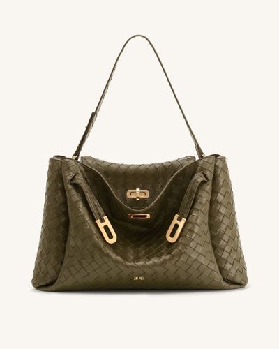 Rhea Grand sac à épaule à texture tissée - Vert olive - JW PEI - Modalova