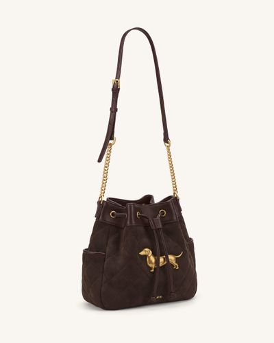 Riley Sac seau matelassé en faux daim motif teckel - Marron - JW PEI - Modalova