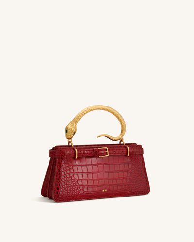 Elena Sac à main avec anse serpent - Bordeaux façon croco - JW PEI - Modalova