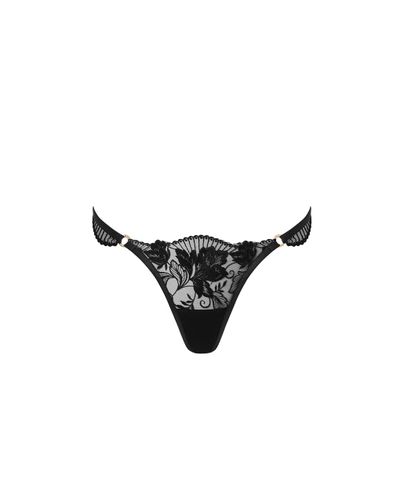 Gabriella Embroidered Thong Black - Bluebella - US - Modalova