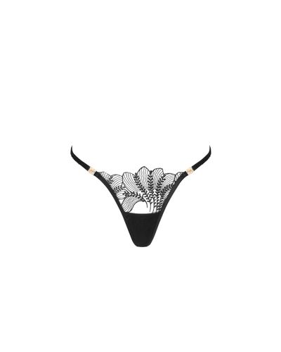Sadiya Embroidered Sheer Thong Black - Bluebella - US - Modalova