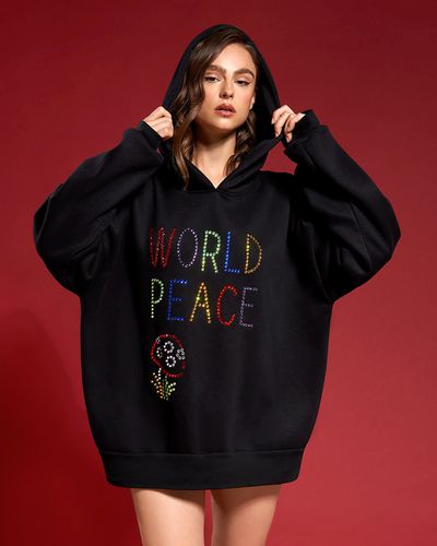 BB x Ashish World Peace Hoodie - Black / M/L - Bluebella - US - Modalova