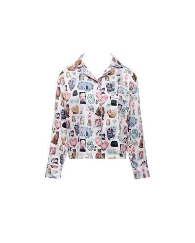 BB x Ashley Williams Kitten Print Luxury Satin Shirt - Bluebella - US - Modalova