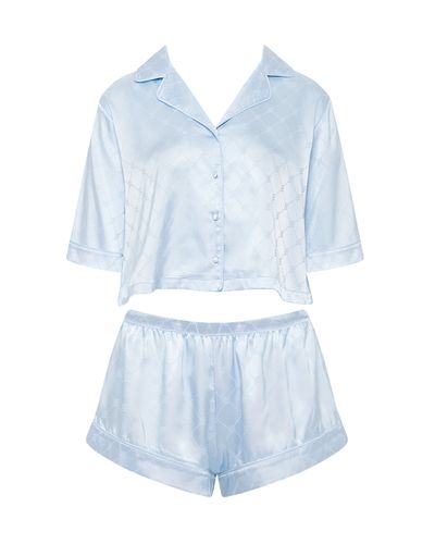 Helene Luxury Satin Short Pajama Set Ice Water Blue - Bluebella - US - Modalova