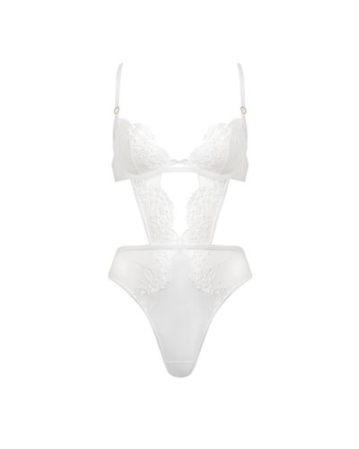 Bluebella Marisa Embroidered Sheer Bodysuit White - 32B - Bluebella - US - Modalova